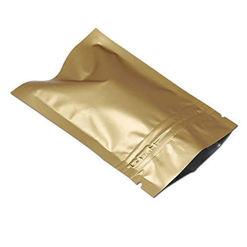 Reusable Grocery Foil Mylar Tool Bags with Tear Notches Zipper Airtight Matte Smell Proof Food Storage Polybag Aluminum Foil Metallic Containers Hermetic Pouch (100, 2.8x3.9 inch)