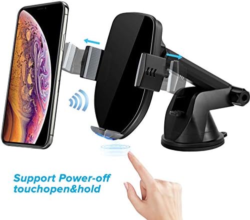 ShinePick Qi Wireless Fast Charging Car Mount 360°Rotating Car Phone Mount Holder Automatic Sensor Wireless Car Charger with Air Vent Mount & Suction Cup, Compatible with iPhone XS Max/XS/XR/X/8/8Plus