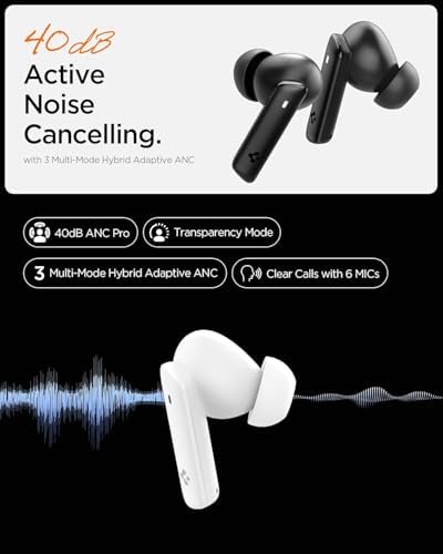 Audio True Wireless SA-TW P20 kabellose In-Ear Ohrhörer mit 30 Stunden Spielzeit, bis zu 40dB 3 Multi-Mode ANC Pro, EQ-Anpassung, 6 Mikrofone, Gaming-Modus, LCP Graphen-Treiber, IPX5 - Schwarz