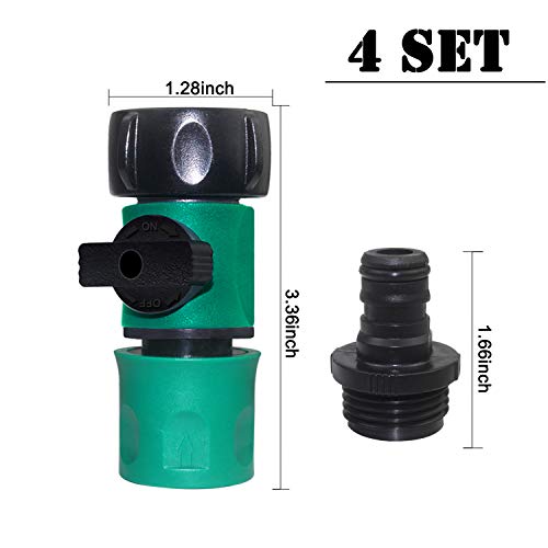 WeiMeet 8 Pieces Plastic Garden Hose Quick Connector with Shutoff Valves 3/4 Inch GHT Male and Female Quick Connectors for Water Hose Coupling Quick Release Water Hose Fittings and Adapters(4 Sets)