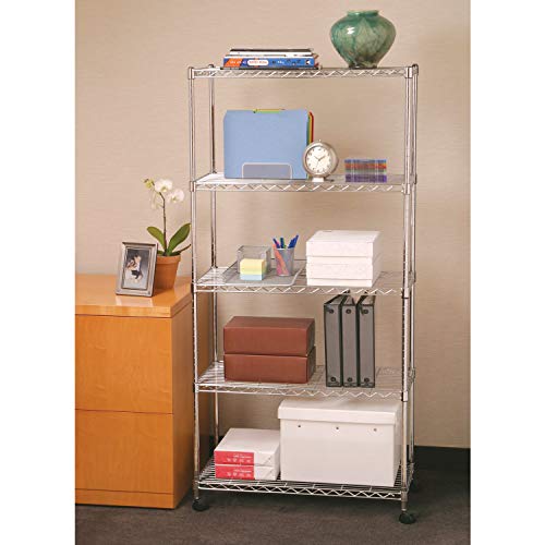 image for Seville Classics 5-Tier UltraZinc Steel Wire Shelving /w Wheels, 14