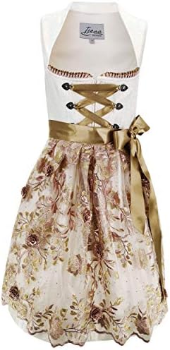 Exclusive Dirndl 2 pcs. Amalia Traditional Dress in White with Apron for Oktoberfest Carnival
