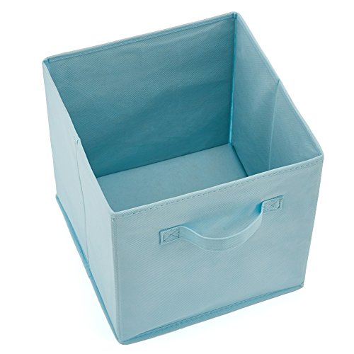 EZOWare Set of 4 Foldable Light Blue Fabric Basket Bins, Collapsible