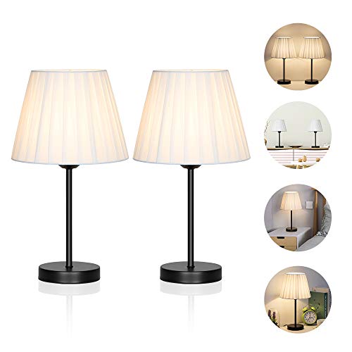 Set Of 2 Small Nightstand Lamps With White Fabric Shade Bedside Desk Lamp Gifts