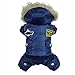 Pineocus Small Dog Apparel Airman Fleece Winter Coat Snowsuit Hooded Jumpsuit Waterproof Coat(for Dog Like Poodle, Pinscher, Shih tzu,Chihuahua, Size Runs Small One to Two Size Than US Size) Blue XL