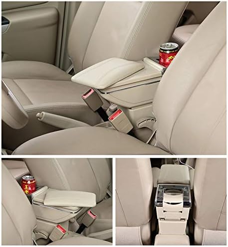 PU Leather Auto Armrest Box Car Center Consoles Armrest Storage Box Automotive Interior Accessories Consolebox standard Type Beige For Mitsubishi Attrage Mirage 2014-2018