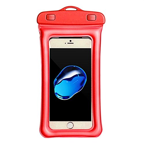 Sagton Waterproof Phone Case,Floating Pouch Night-Visible Smartphone Dry Bag for iPhone X/8/8 Plus/7/7 Plus/6S/6/6S Plus/SE/5S/5C,Samsung Galaxy S8/S8 Plus/Note 8 6 5,up to 6 inch diagonal (Red)