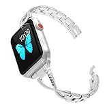 Greatfine Apple Watch Band 38mm iWatch Strap stainless steel featuring crystals inset at bracelet Replacement Watchband for Apple Watch Sport Edition - 38MM Silver