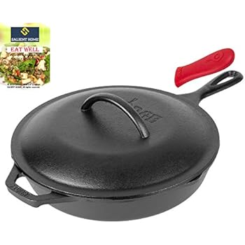 stovetop seasoned cookware lodge pre induction skillet frying lid oven pan iron cast ready salient chefs cookbook grill safe camp