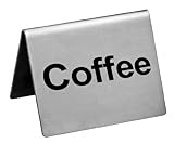 New Star Foodservice 27051 COFFEE Table Tent Sign, Stainless Steel, 2 x 2-Inch, Set of 2