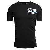 Jinshida Men's Police Live Matter Thin Blue Line American Flag Short Sleeve T-Shirt