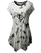 TWINTH Printed Tunic Plus Size Tie Dye Short Sleeve Handkerchief Hem Loose Fit Top White 2XL