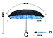 LifeHax Double Layer Inverted/Reverse Folding Umbrella | Windproof, Waterproof, UV Protection | C-Shaped Hands Free Handle | Carrying Case | Self Standing Inside Out Drip Free (Blue Cloud)