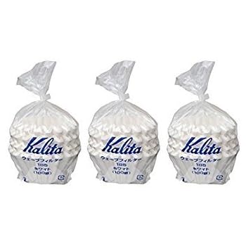 3 X Kalita: Wave Series Wave Filter 185 (2-4 Persons) White. 300 Pieces (Japan Import)