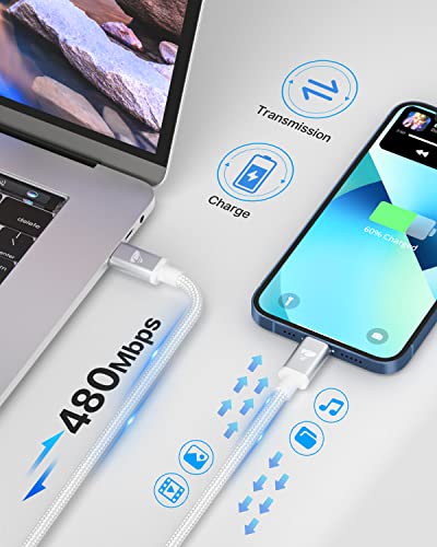 Aioneus iPhone Charger Cable 2M Type C iPhone Cable MFi Certified USB C to Lightning Cable iPhone Fast Charger Cable Compatible with iPhone 14 13 12 11 Pro Max XS XR 8 Plus iPad