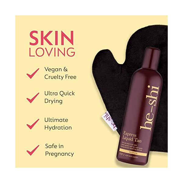He-Shi-Express-Liquid-Tan-Instant-Fake-Tan-Liquid--No-False-Tan-Smell--Quick-Dry-Streak-Free-Formula--Natural-Vegan-Formula-Containing-Glycerine--Body-Face-Self-Tan-150ml-Liquid He-Shi Express Liquid Tan Instant Fake Tan Liquid, Medium – Express Fake Tan Lotion - Quick Dry Formula with No False…