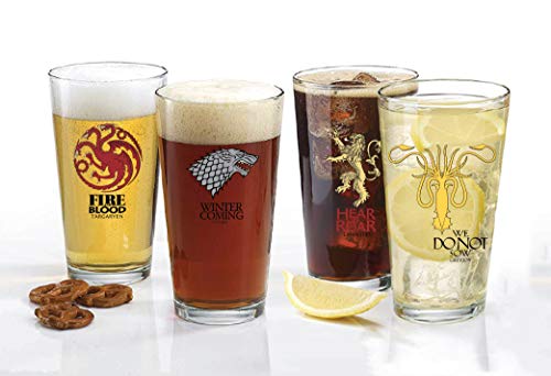 Game of Thrones Collectible Pint Glass Set - Stark, Targaryen, Lannister, Greyjoy - Premium Quality  - //coolthings.us