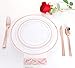 Supernal 180pcs Rose Gold Plastic Silverware Heavy Duty Plastic Forks and Spoons, Rose Gold Disposable Silverware Sets Include 60 Forks, 60 Knives and 60 Spoons Suitable for Wedding, Party, Birthday