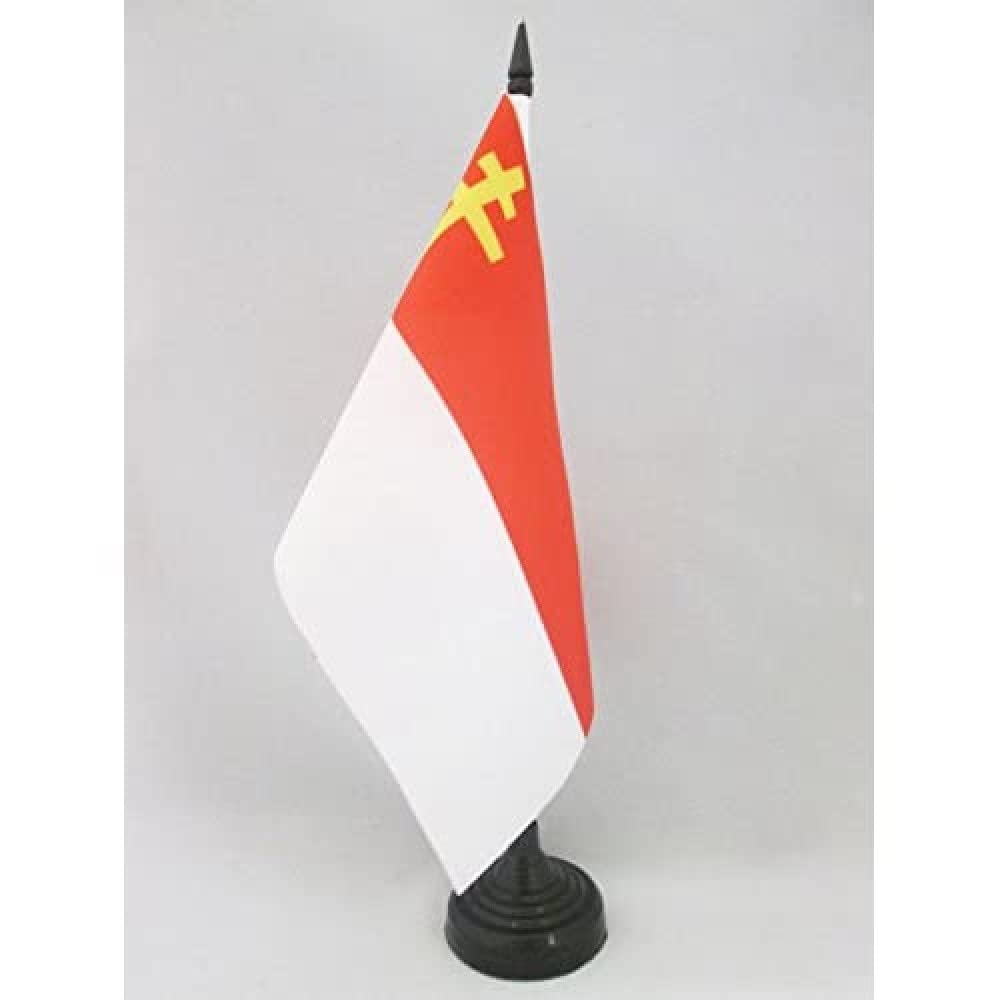 AZ FLAG Free Republic of Alsace-Lorraine Table Flag 5'' x 8'' - Alsace-Lorraine Office Decoration 100% Polyester 21 x 14 cm - Mini Desk Flag with Pole and Black Plastic Base