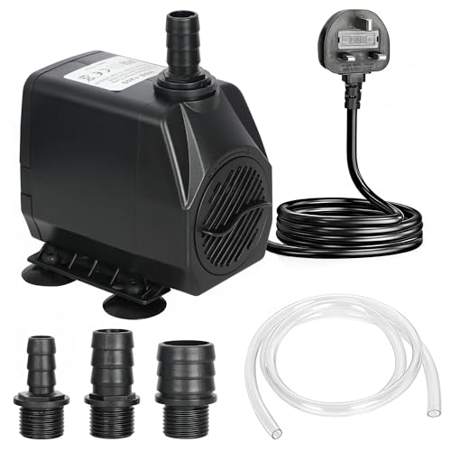 Orientools Submersible Water Pump(3000L/H,60W), 230V Black Water Pressure Pump with 2M Power Cord, 4 Nozzles Sizes for Fish Tank, Pond, Aquarium, Hydroponics