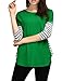 Allegra K Women's 3/4 Sleeves Striped Panel Dolphin Hem Tunic Top Green M