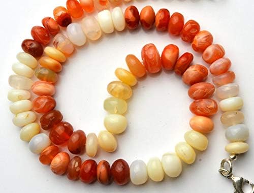 Natural Gemstone Mexican Fire Opal Smooth 9 to 11MM Rondelle Beads 16 Inch Full Strand Very Rare Gem Bead Complete Necklace