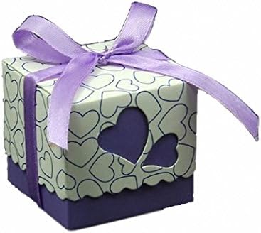 50 Pcs Hollow Out Love Heart Bowknot Pattern Die Cut DIY Square Wedding Bridal Favor Candy Gift Boxes Box Wedding Party