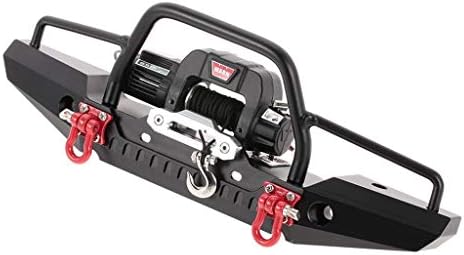 1 X Front Bumper with LED Light and RC Winch,❀❀Metal Front Bumper with 2 LED Light & Remote Control Electric Winch for TRX-4 (Black)