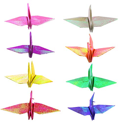 UPlama 400 Sheets 10CM Shiny Rainbow Origami Paper, Square Origami Paper, Decoration Paper, Glitter Square Folding Paper for DIY Crafts