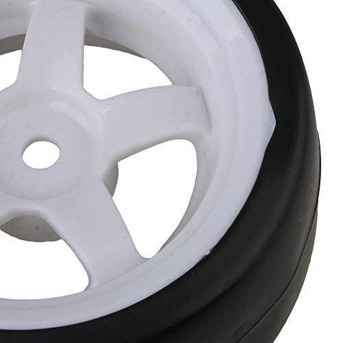 BQLZR 5 Spoke White Wheel Rim & Tyre Tires White+Black for RC 1:10 Drift Car & On Road Car Pack Of 4
