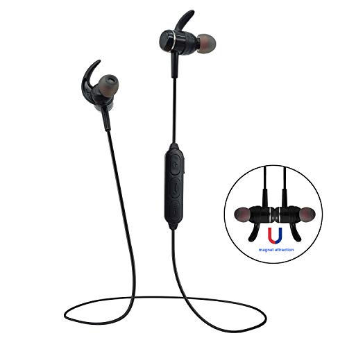 Bluetooth Headphones Sport, JelySound Stereo Magnetic Wireless Earbuds Bluetooth 4.2 with HD Mic and Secure Fit Noise Isolating Headsets IPX5 Sweatproof in Ear Earphones for Running Gym Workout