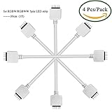 Kabenjee Super Handy SMD5050 RGBW LED Strip Light 5pin Extension Cable,4X Solderless Extension Cable Connector for Osram LED Strip Ribbon-30cm/12inch,RGBWW 5 pin Corner Connector(4pcs/Pack)