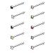 Ruifan 10PCS 20G Surgical Steel Mix Color Diamond CZ Nose Stud Rings Bone Pin Piercing Jewelry 1.5mm