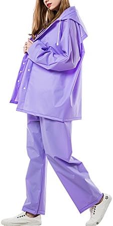 Raincoat Rainsuit- Men/Women Waterproof Jacket/Trouser Suits Windproof Coat/Pants Set Motorcycle With Hideaway Hood (color : Purple, Size : M)