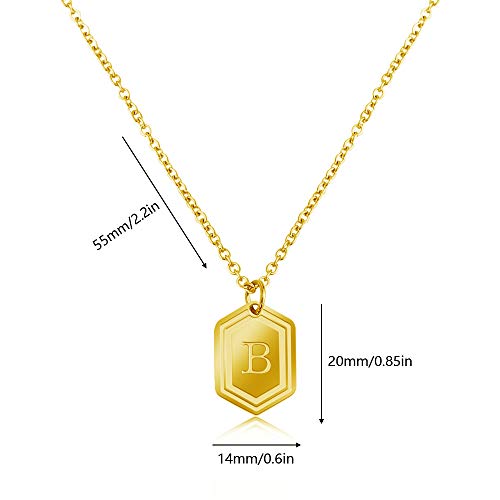 Gold Initial Necklaces for Women Girls, 14K Gold Plated Letter Pendant Necklaces Initial Layered Gold Necklaces for Women-B