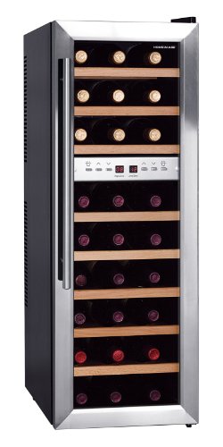 HOMEIMAGE DUAL-ZONE Thermal Electric Wine Cooler with Stainless Steel Door & Wooden Rack for 27 Bottles - HI-27SS