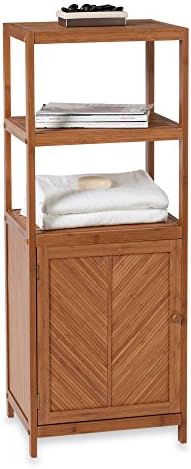 EcoStyles Handcrafted Bamboo Construction 3-Shelf Space Saver Tower w/ Cabinet