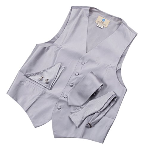 VS1002-S Mens Silver Vest Tie Cufflinks Hanky Bowtie Christmas Gifts By Y&G