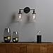 Phansthy 2-Light Industrial Wall Light Black Wall Sconce Light Fixture with Dual 7.3 Inches Cone Clear Glass Canopy(Black)