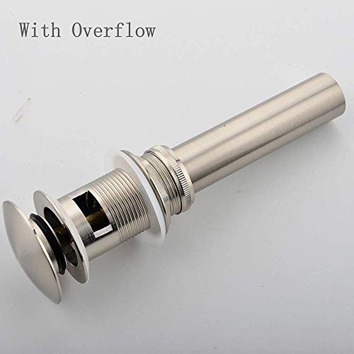 VCCUCINE Brushed Nickel Lavatory Water Stopper Pop Up Bathroom Vanity Sink Drain With Overflow, Vanity Sink Drain Stopper - Thumbnail 2