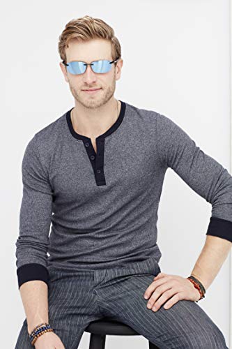 Revo Polarized Sunglasses Descend XL Rectangle Frame 65 mm, Black Frame, Blue Water