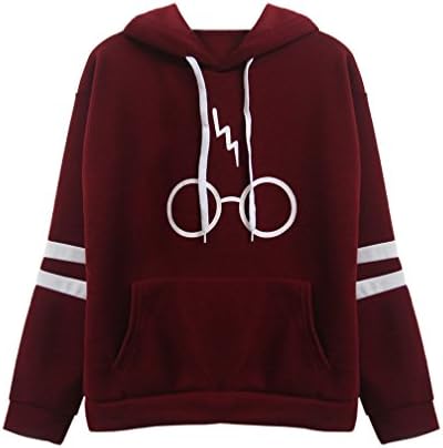 Gavemenget Autumn Women Harry Potter Laser Glasses Print Hooded Sweatshirt Ladies Hoody Pullover Blouse Long Sleeve Tops Hoodie Jumper Sportswear