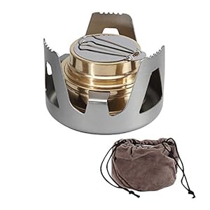 Wankd Spiritusbrander, mini koper spiritusfornuis campingkoker met aluminium standaard voor kamperen, wandelen…