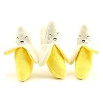 Kelier Pets Chew Squeaker Squeaky Banana Plush Toys for Dog Cat - Set of 3