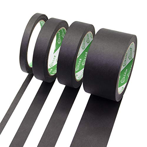 Black Masking Tape Painters Tape 1 1/2 3/4 2 inch 4 Rolls Adhesive Wide