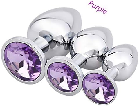 Eva14-3pcs Purple Stainless Steel Trainer Kit for Women, Jewel B'utt Plùgs - Beginner Starter Set (Purple4)