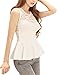 Allegra K Ladies Sleeveless Floral Lace Peplum Tops White S