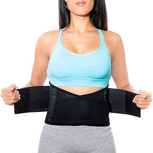 Privfit Lower Back Brace Support/Lumbar Support Waist Belt for Back Pain Relief-Compression Belt with Dual Adjustable Straps for Men and Women/Back Braces -Black