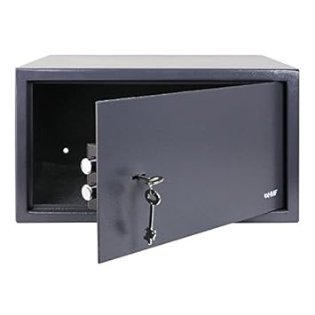 HMF 49204-11 Tresor passend für Laptop und Ordner, Möbeltresor Doppelbartschloss, 45,0 x 25,0 x 36,5 cm, anthrazit