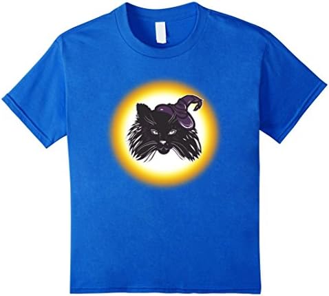 Kids Black Cat Full Moon Halloween Cool Custome T-Shirt 10 Royal Blue